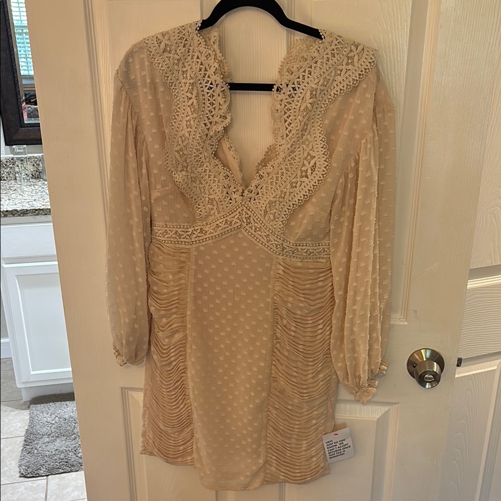 Cream Lace Detail Dress with tags